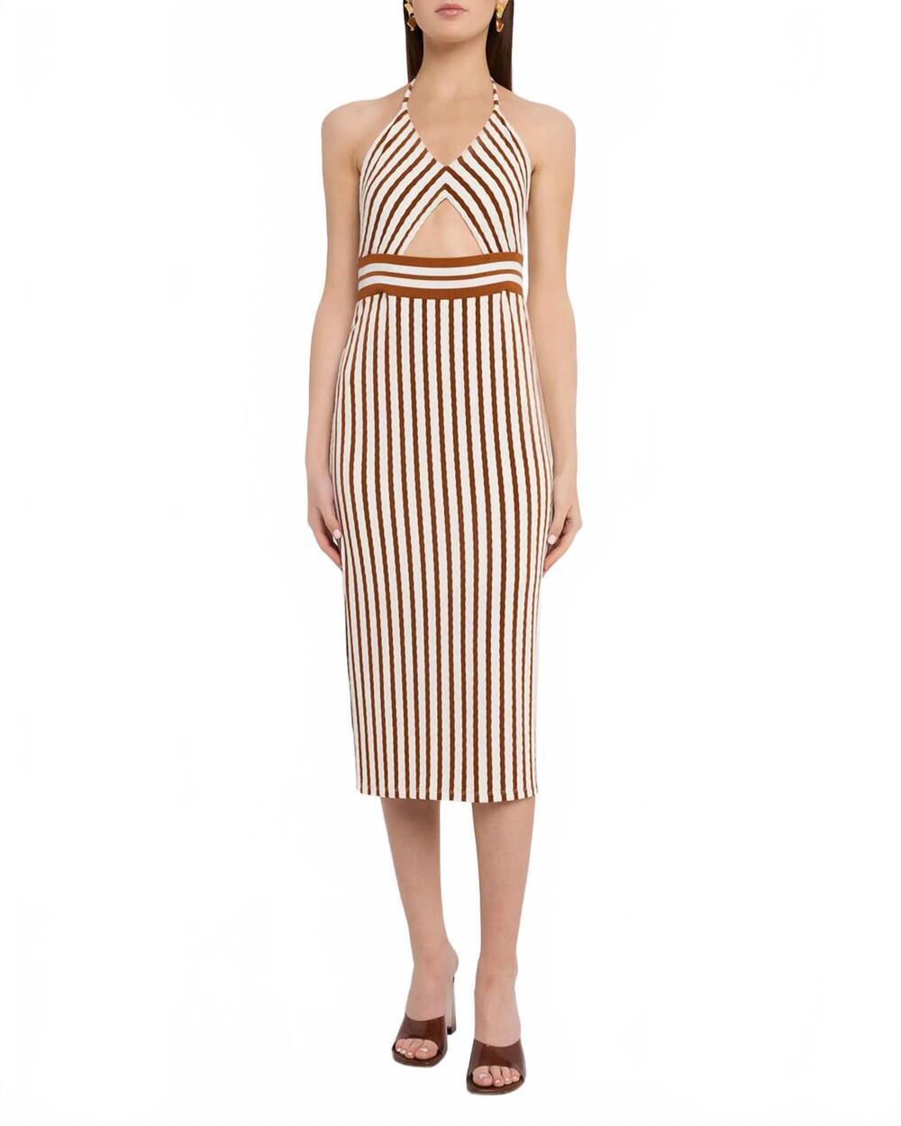 NEW RAMY BROOK stevie midi dress in beige